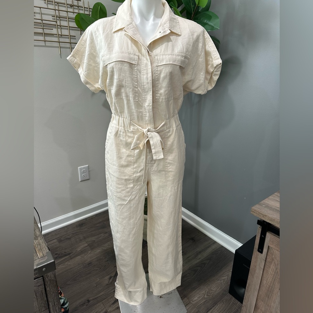New New Universal Thread Short Sleeve Linen Boilersuit Cream size 4